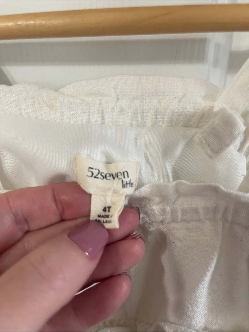 52seven littles Dress Size 4T White Linen Tiered Ruffle Sundress Beach